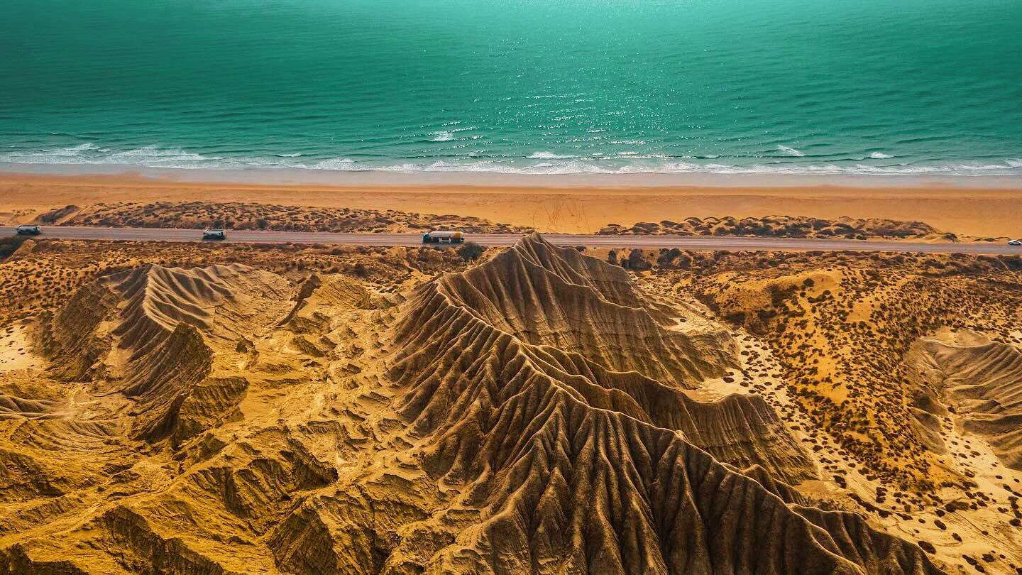 View of Makran Coastal Highway along the Arabian Sea Baluchistan